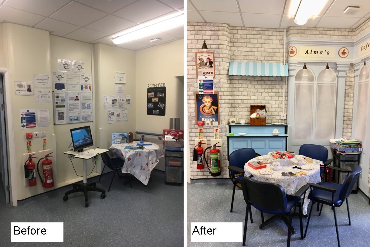 hospital mural before and after