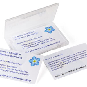 At Find, because we understand that living with dementia can mean coping with a wide range of issues. We are constantly developing new and innovative dementia friendly products such as the Patience Cards. And, of course, everything we do relates to improving the quality of life for people who are living with dementia, however, staff and carers can benefit too.